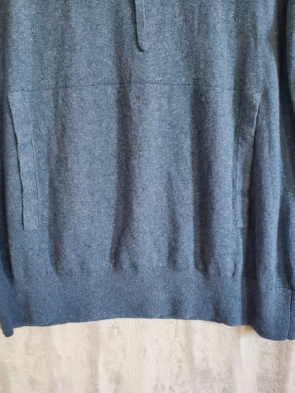 Banana Republic Silk Linen Hoodie Men's L Blue Casual Quiet Luxury Pullover